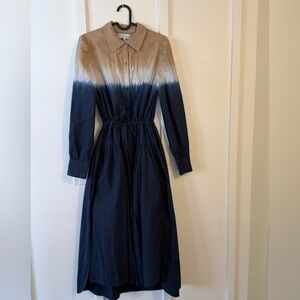 Elegant Ombre Blue and Tan Maxi Dress